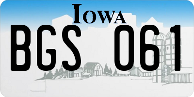 IA license plate BGS061