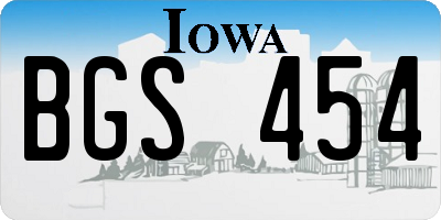 IA license plate BGS454