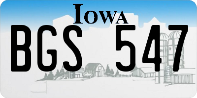 IA license plate BGS547