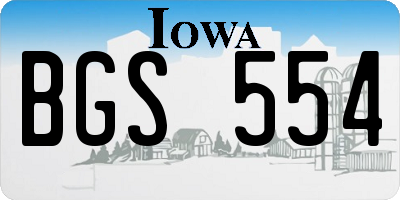 IA license plate BGS554