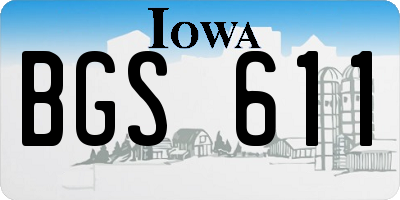 IA license plate BGS611