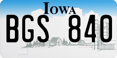 IA license plate BGS840