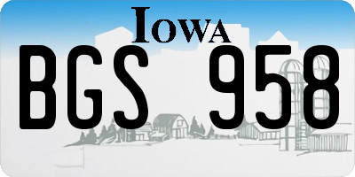 IA license plate BGS958
