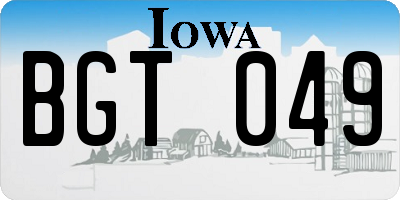 IA license plate BGT049