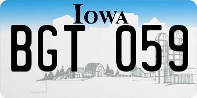 IA license plate BGT059