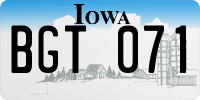 IA license plate BGT071