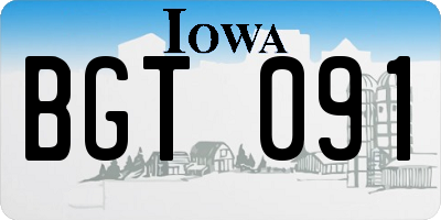 IA license plate BGT091