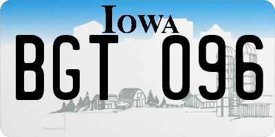 IA license plate BGT096