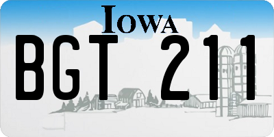 IA license plate BGT211