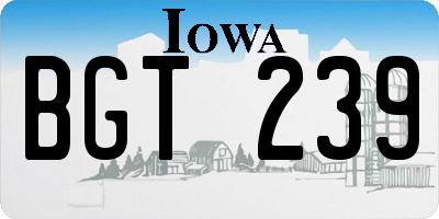 IA license plate BGT239
