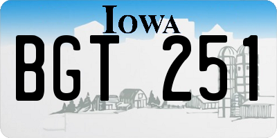 IA license plate BGT251
