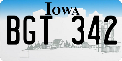 IA license plate BGT342