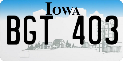 IA license plate BGT403