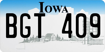 IA license plate BGT409