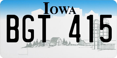 IA license plate BGT415
