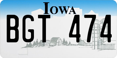IA license plate BGT474