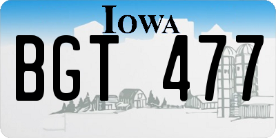 IA license plate BGT477