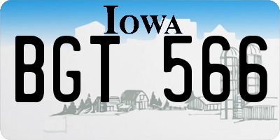 IA license plate BGT566