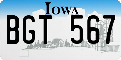 IA license plate BGT567