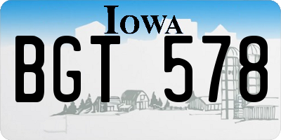 IA license plate BGT578