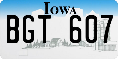IA license plate BGT607