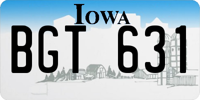 IA license plate BGT631