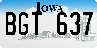 IA license plate BGT637