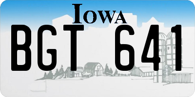 IA license plate BGT641