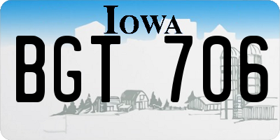 IA license plate BGT706