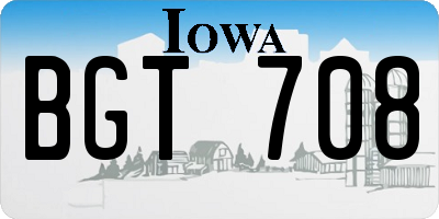 IA license plate BGT708