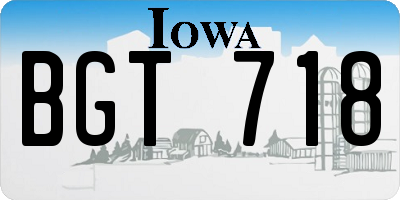 IA license plate BGT718