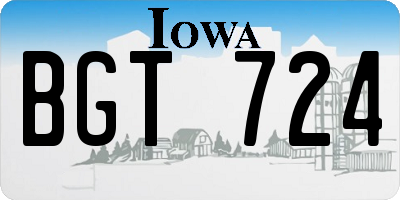 IA license plate BGT724