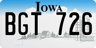 IA license plate BGT726