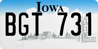 IA license plate BGT731