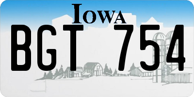 IA license plate BGT754
