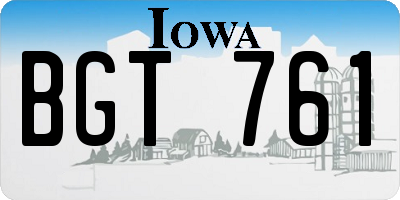 IA license plate BGT761