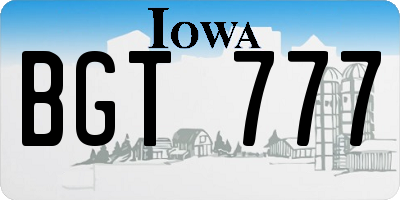 IA license plate BGT777