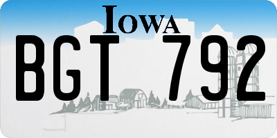 IA license plate BGT792