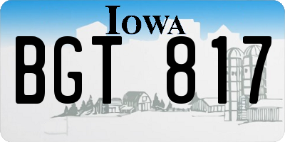 IA license plate BGT817