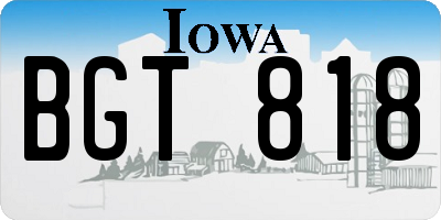 IA license plate BGT818