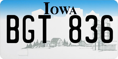 IA license plate BGT836