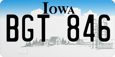 IA license plate BGT846