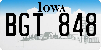 IA license plate BGT848
