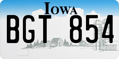 IA license plate BGT854