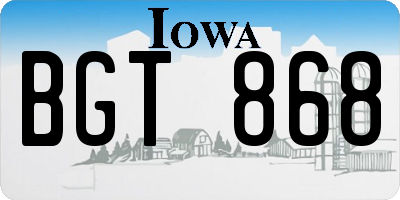 IA license plate BGT868