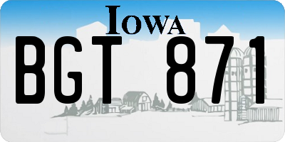 IA license plate BGT871