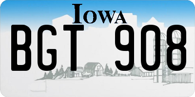 IA license plate BGT908