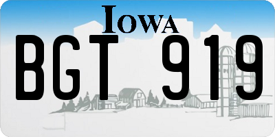 IA license plate BGT919