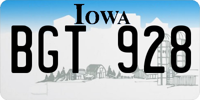 IA license plate BGT928