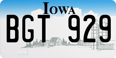 IA license plate BGT929